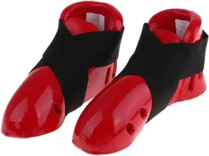 Adult Taekwondo Foot Guard Karate Sparring Foot Gear Sparring Shoes , Red, M