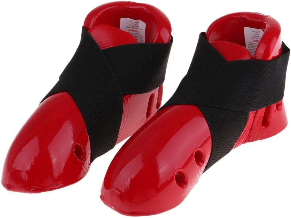 Adult Taekwondo Foot Guard Karate Sparring Foot Gear Sparring Shoes , Red, M
