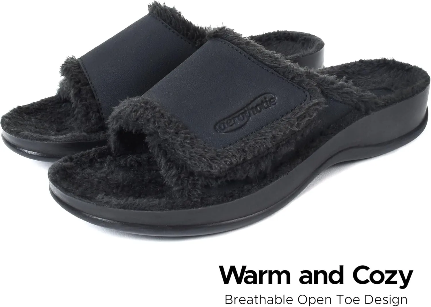 AEROTHOTIC Orthopedic Slippers for Women Indoor and Outdoor House Shoes Fuzzy Slippers With Arch Support for Plantar Fasciitis Relief Bedroom Slippers Women