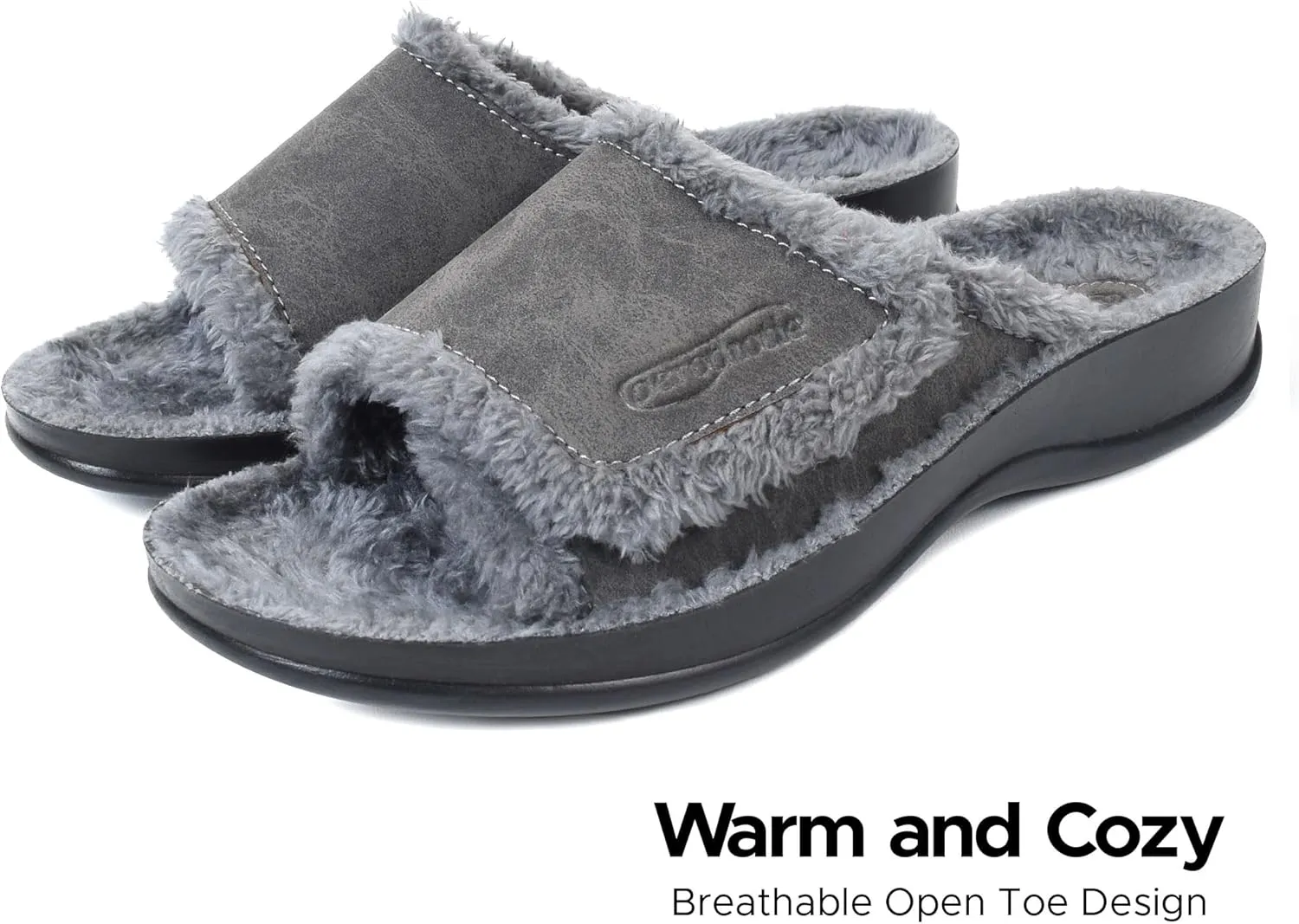 AEROTHOTIC Orthopedic Slippers for Women Indoor and Outdoor House Shoes Fuzzy Slippers With Arch Support for Plantar Fasciitis Relief Bedroom Slippers Women