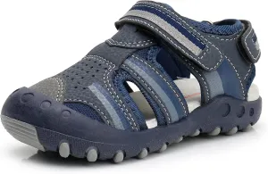Apakowa Kids Boys Sandals Summer Outdoor Athletic Double Strap Closed-Toe Beach Sandals Sport (Toddler/Little Kid)