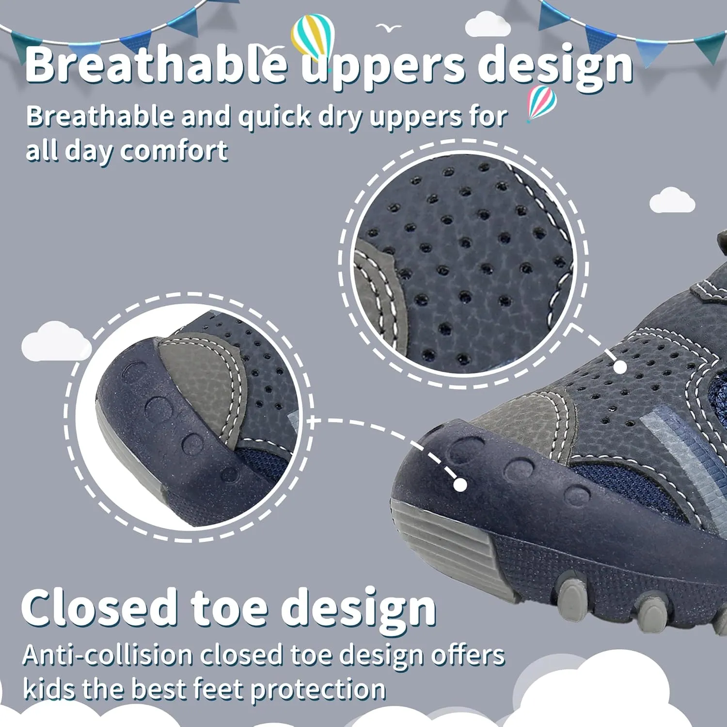 Apakowa Kids Boys Sandals Summer Outdoor Athletic Double Strap Closed-Toe Beach Sandals Sport (Toddler/Little Kid)