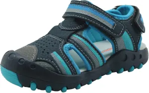 Apakowa Kids Boys Sandals Summer Outdoor Athletic Double Strap Closed-Toe Beach Sandals Sport (Toddler/Little Kid)