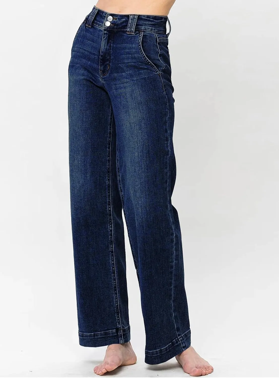 Astylish Jeans for Women Wide Leg High Waisted Stretchy Straight Leg Jean Baggy Trendy 2025 Denim Pants with Slanted Pockets