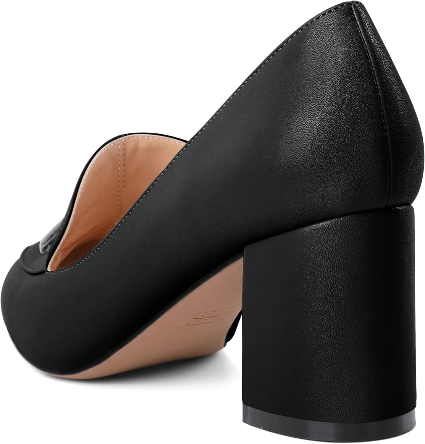 AUMOTED Heeled Loafers for Women Block Heel Loafers Comfortable Round Toe Chunky Pumps Women Work Low Heels Office Shoes 2.5 Inch