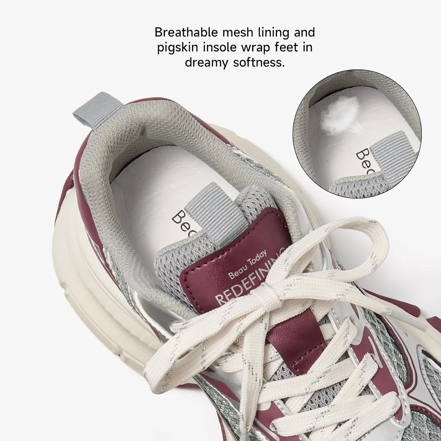 BEAU TODAY Walking Sneakers for Women Fashion Walking Shoes Chunky Platform Sneakers for Women Comfortable Lightweight Running Tennis Shoes Casual Athletic Gym Workout Shoes