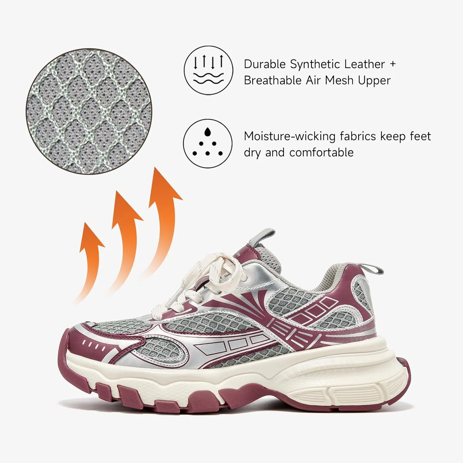 BEAU TODAY Walking Sneakers for Women Fashion Walking Shoes Chunky Platform Sneakers for Women Comfortable Lightweight Running Tennis Shoes Casual Athletic Gym Workout Shoes