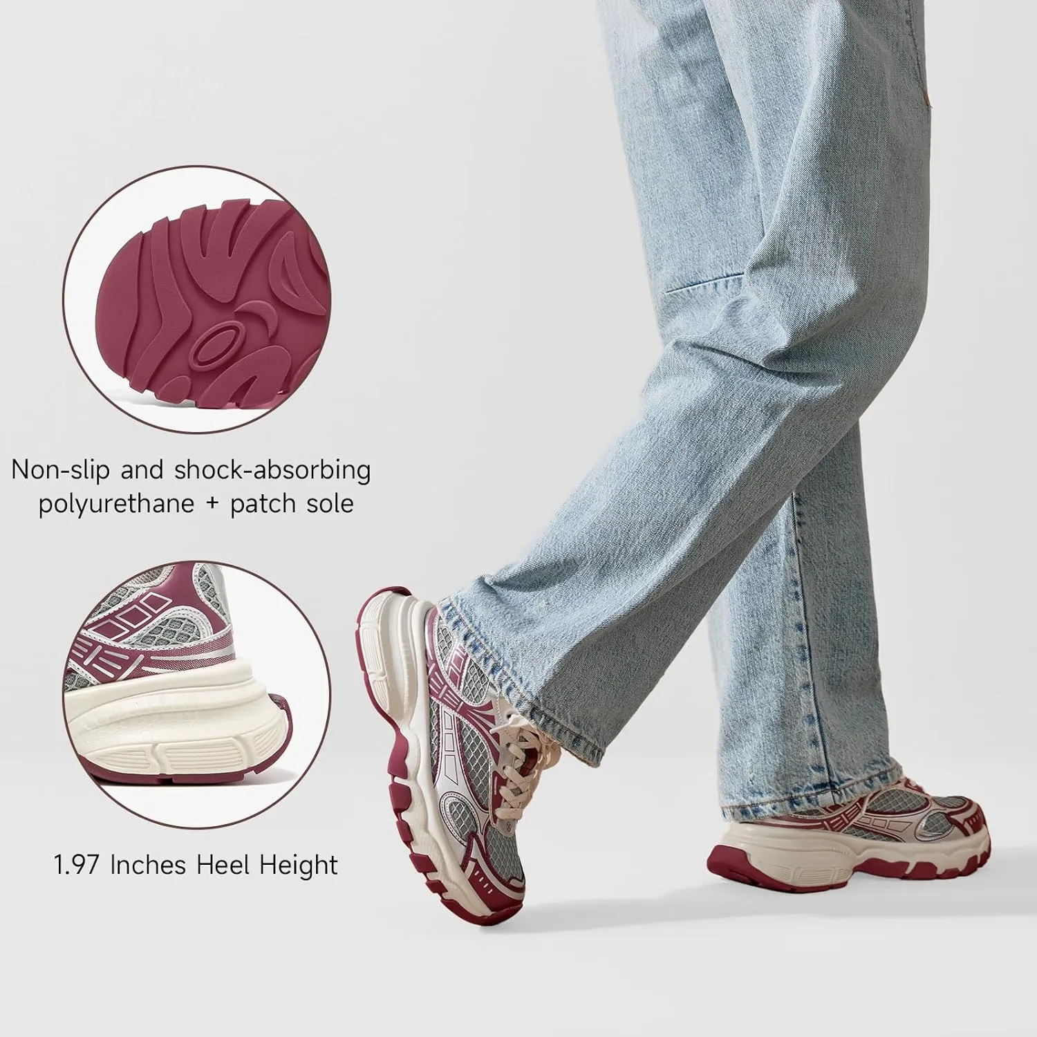 BEAU TODAY Walking Sneakers for Women Fashion Walking Shoes Chunky Platform Sneakers for Women Comfortable Lightweight Running Tennis Shoes Casual Athletic Gym Workout Shoes