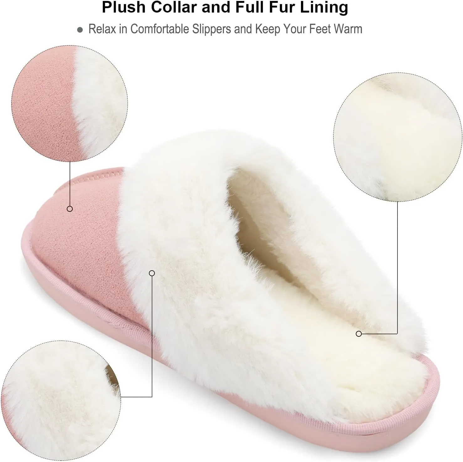 Besroad Winter Fuzzy House Slippers Sandals Plush Faux Fur Fluffy Flats Slippers Warm Slide Shoes for Women