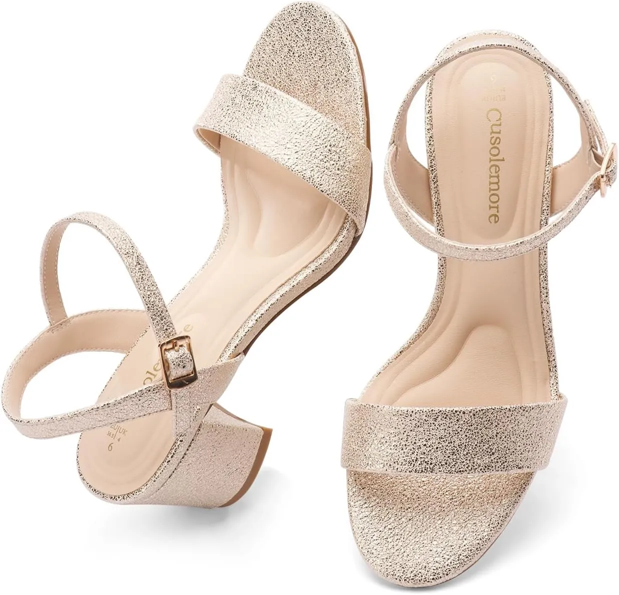Block Heel Sandals for Women, Comfortable Open Toe Low Chunky Heels