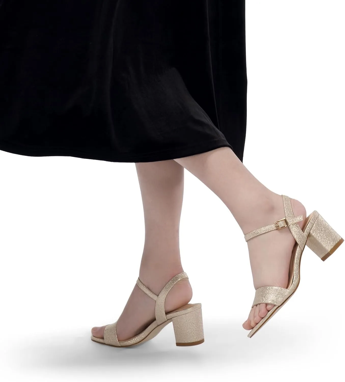 Block Heel Sandals for Women, Comfortable Open Toe Low Chunky Heels