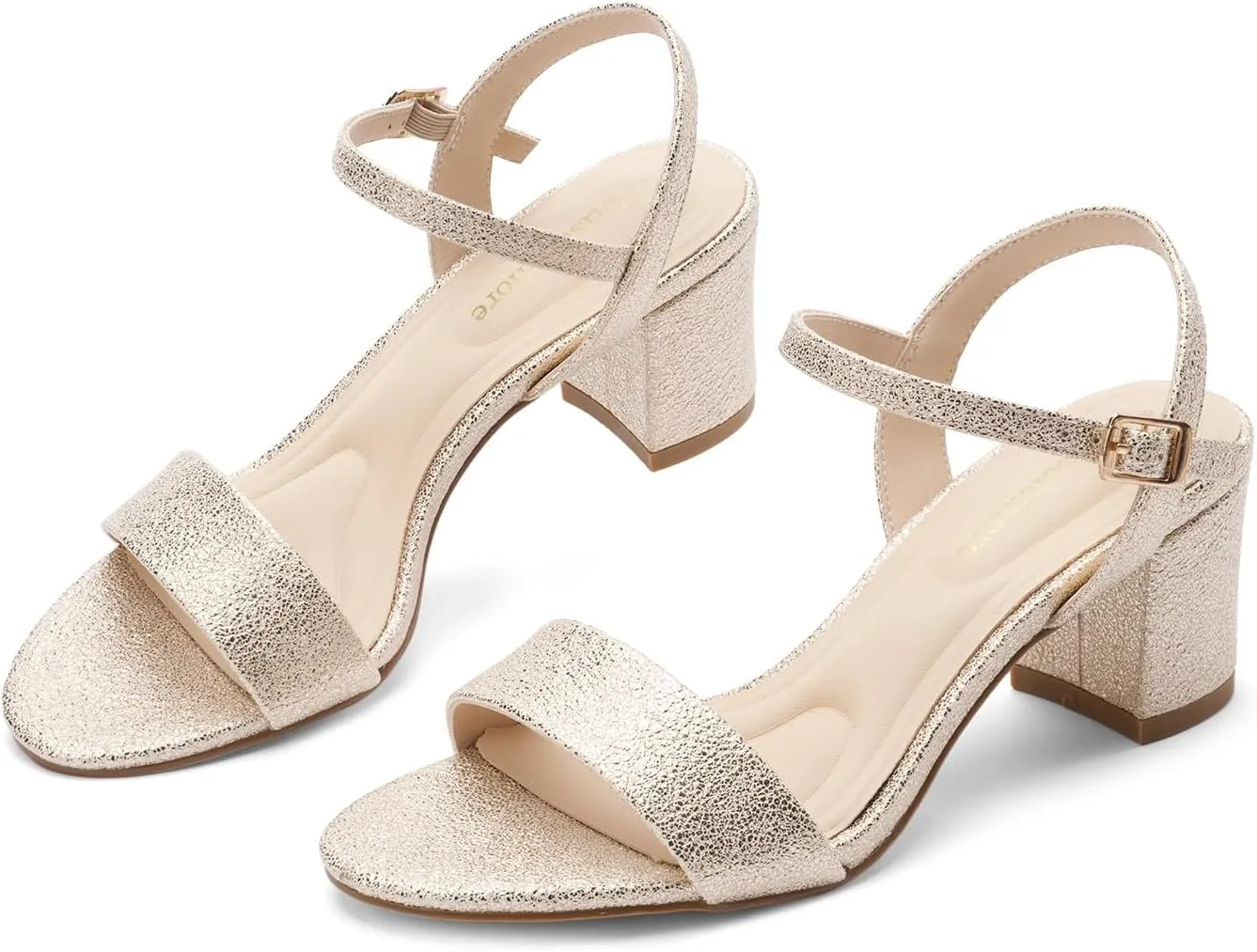 Block Heel Sandals for Women, Comfortable Open Toe Low Chunky Heels