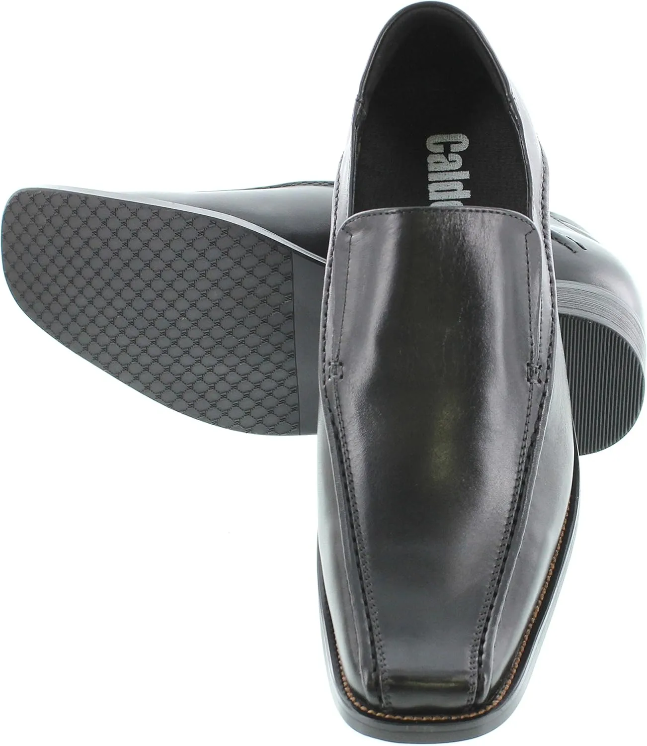 Calden Men's Invisible Height Increasing Elevator Shoes - Black Premium Leather Slip-on Lightweight Formal Dress Loafers - 2.6 Inches Taller - MD370 - Size 8 D(M) US