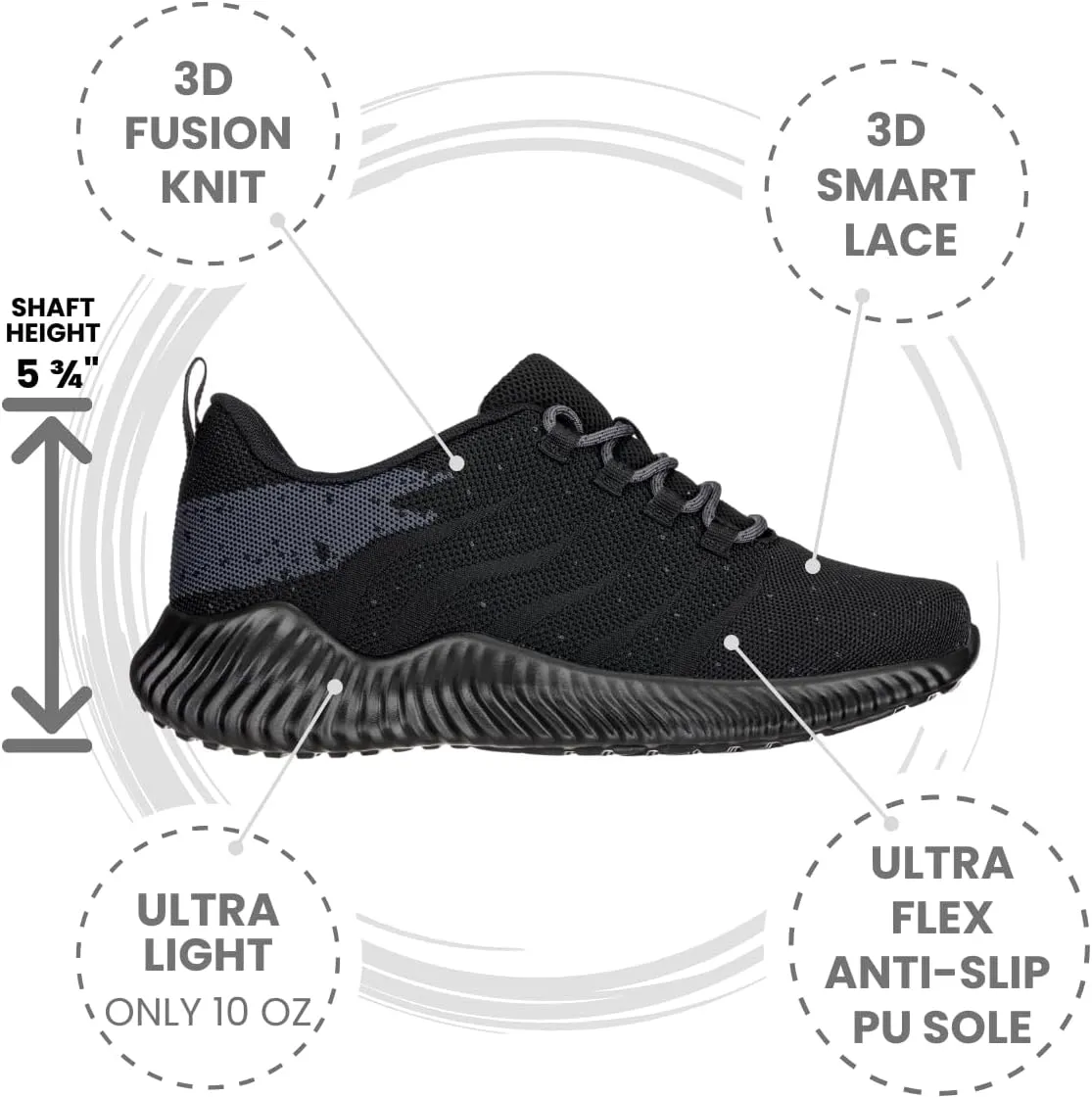 CALTO Men's Invisible Height Increasing Elevator Shoes - Black/Grey Ultra Lightweight Sporty Sneakers - 2.8 Inches Taller - Q216 - Size 8 D(M) US