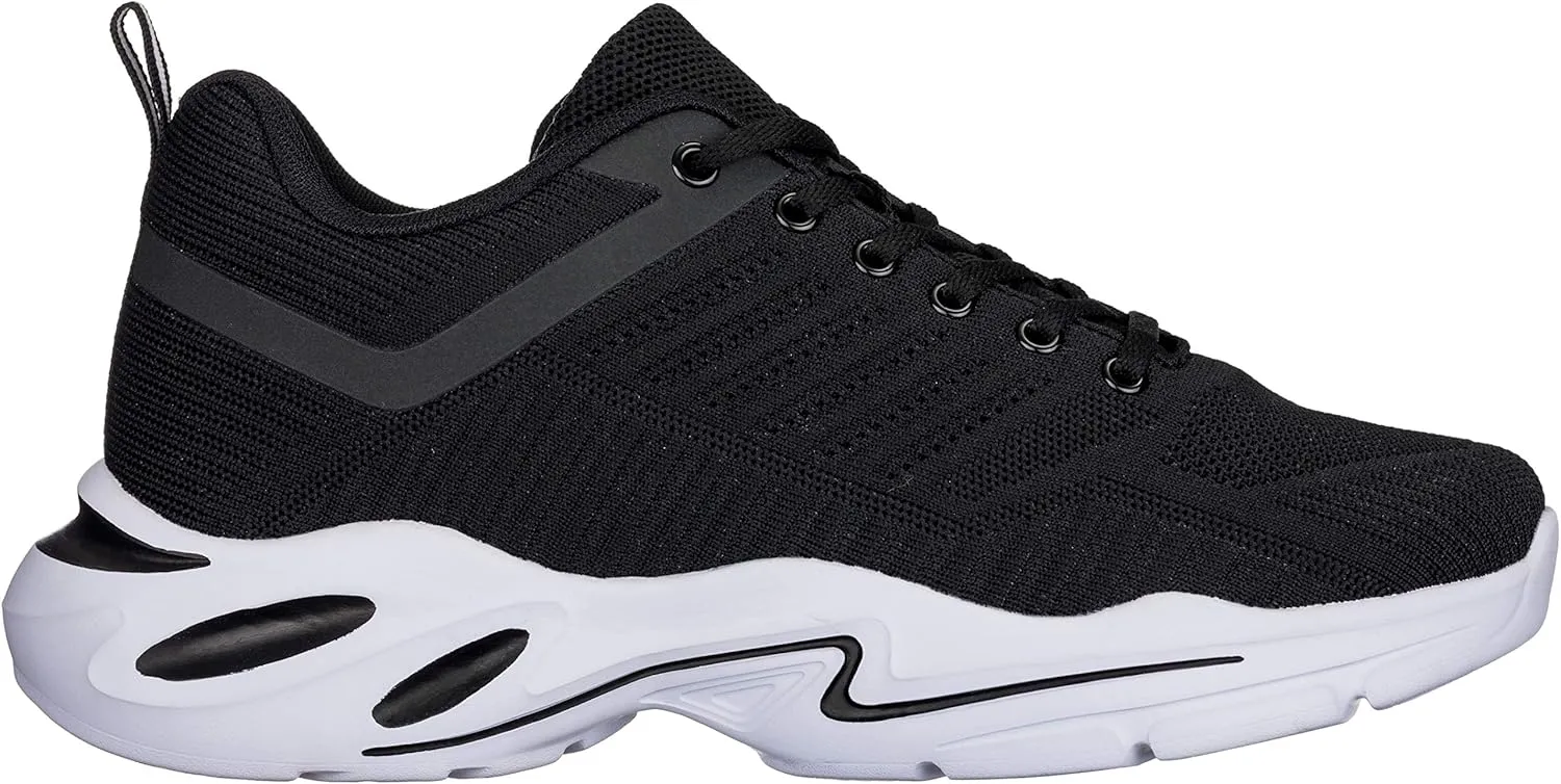 CALTO Men's Invisible Height Increasing Elevator Shoes - Black/White Super Lightweight Sporty Sneakers - 2.6 Inches Taller - Q330 - Size 8.5 D(M) US