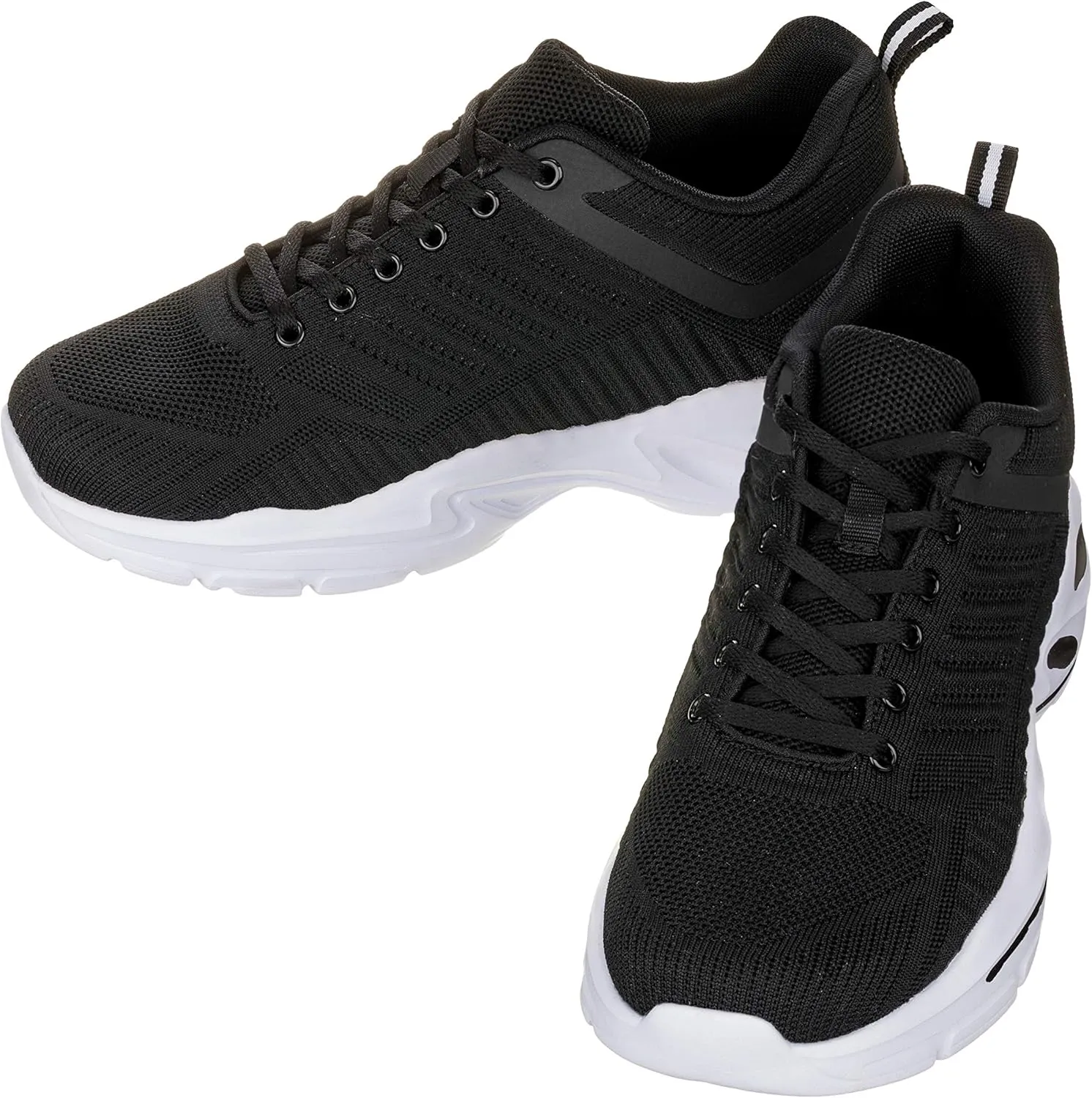 CALTO Men's Invisible Height Increasing Elevator Shoes - Black/White Super Lightweight Sporty Sneakers - 2.6 Inches Taller - Q330 - Size 8.5 D(M) US