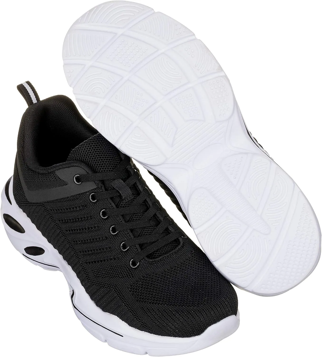 CALTO Men's Invisible Height Increasing Elevator Shoes - Black/White Super Lightweight Sporty Sneakers - 2.6 Inches Taller - Q330 - Size 8.5 D(M) US