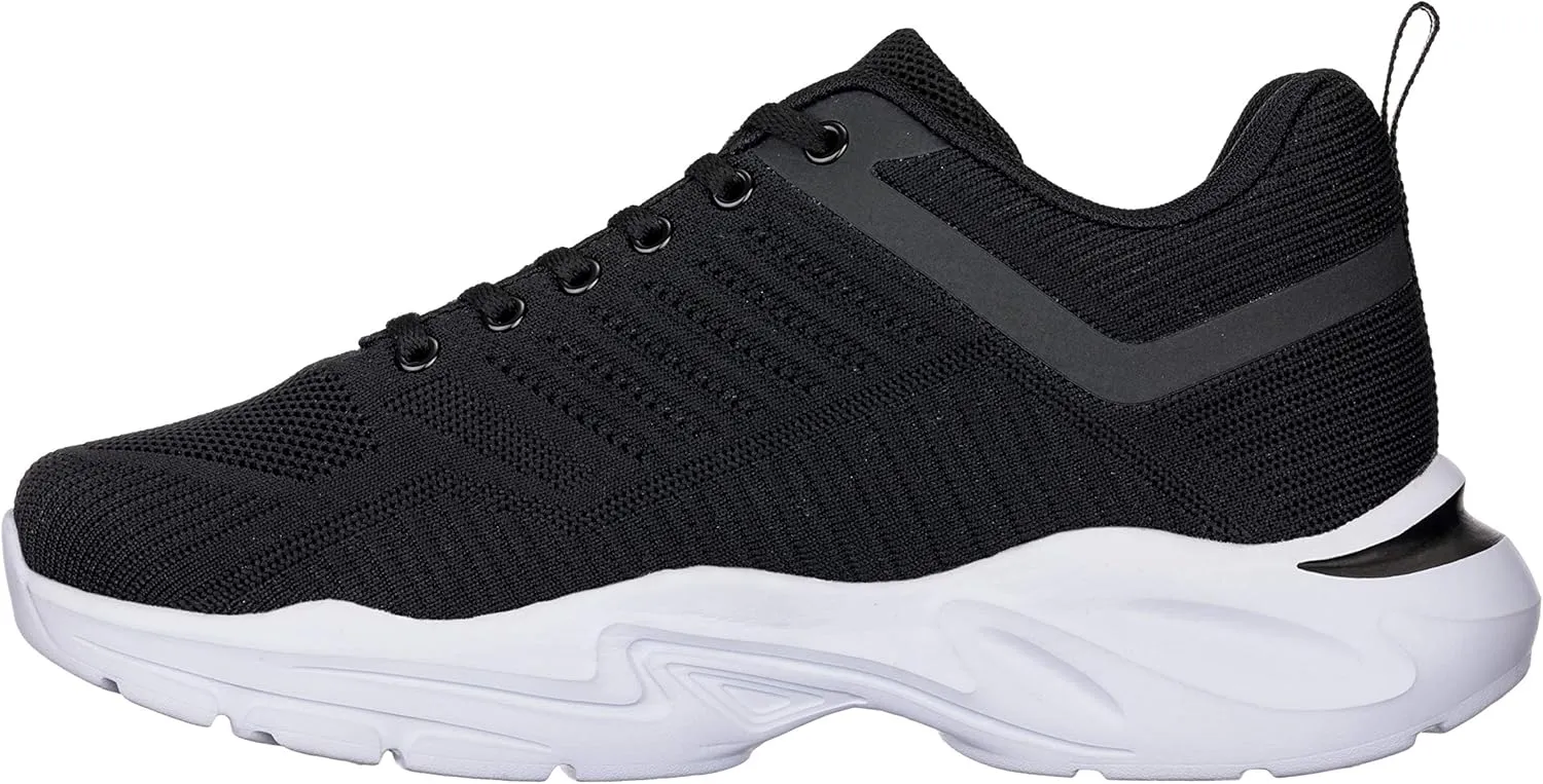 CALTO Men's Invisible Height Increasing Elevator Shoes - Black/White Super Lightweight Sporty Sneakers - 2.6 Inches Taller - Q330 - Size 8.5 D(M) US