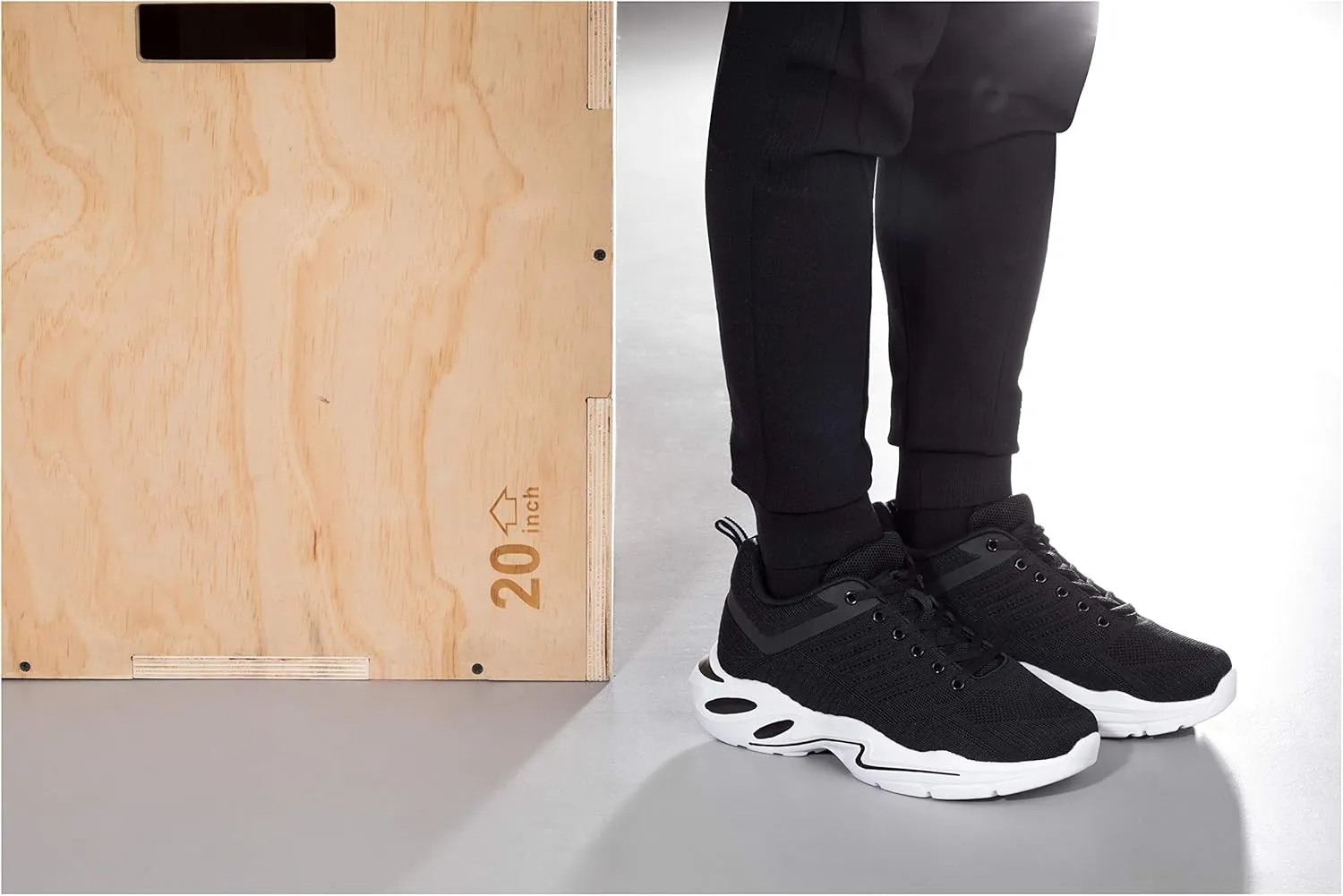 CALTO Men's Invisible Height Increasing Elevator Shoes - Black/White Super Lightweight Sporty Sneakers - 2.6 Inches Taller - Q330 - Size 8.5 D(M) US