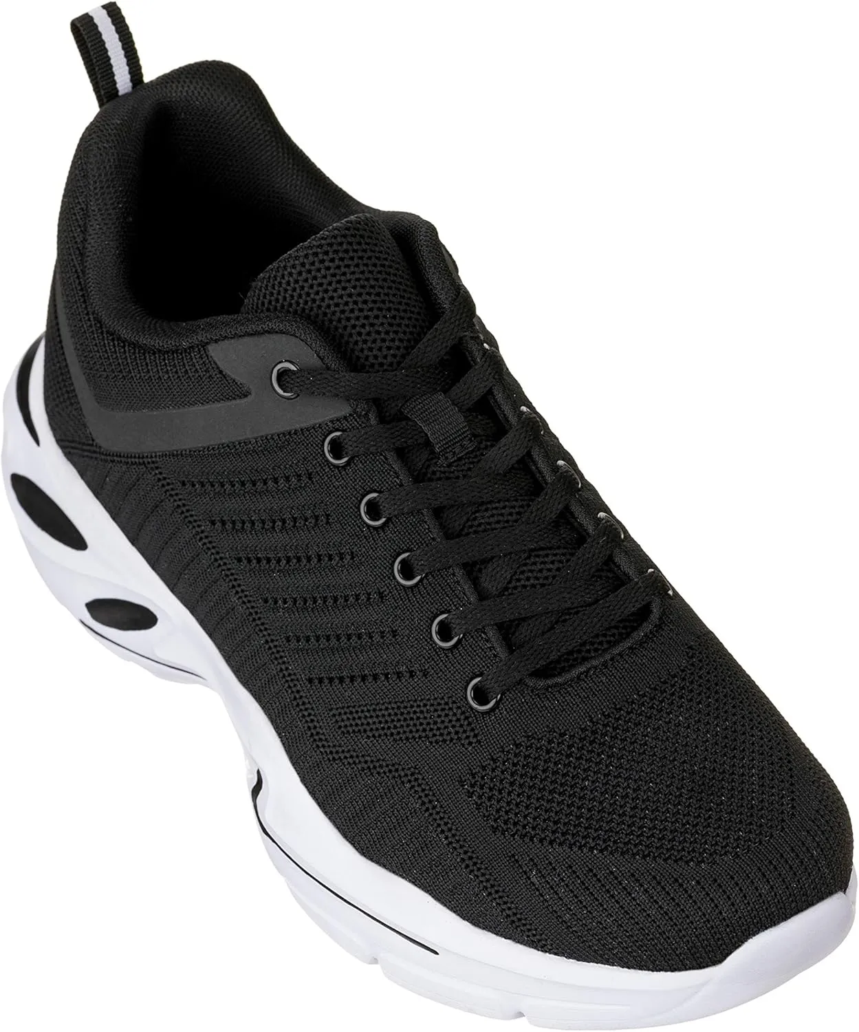 CALTO Men's Invisible Height Increasing Elevator Shoes - Black/White Super Lightweight Sporty Sneakers - 2.6 Inches Taller - Q330 - Size 8.5 D(M) US