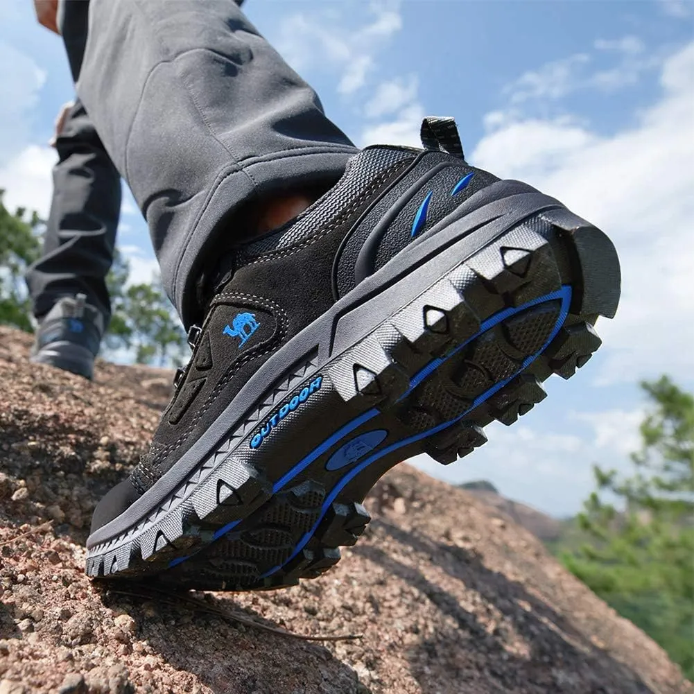 CAMEL CROWN Mens Hiking Shoes Breathable Non-Slip Sneakers Leather Low Cut Boots for Outdoor Trailing Trekking Walking