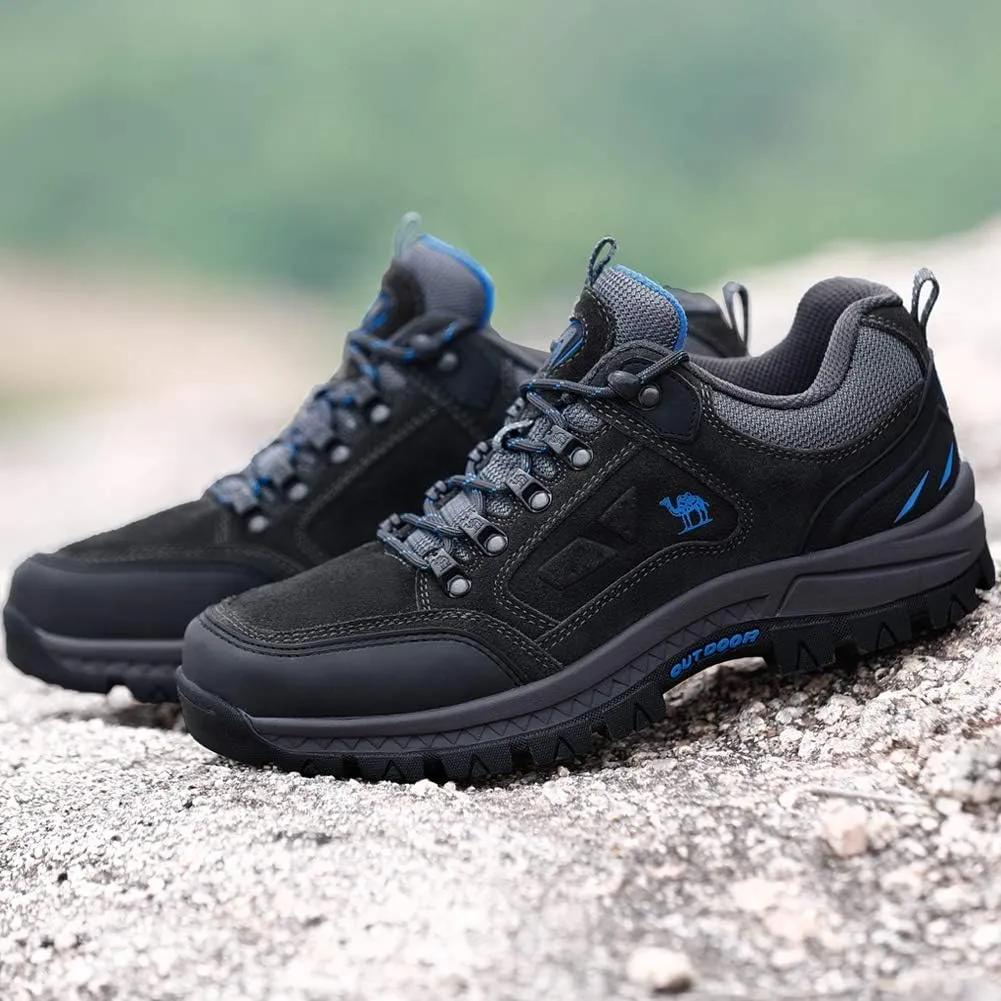 CAMEL CROWN Mens Hiking Shoes Breathable Non-Slip Sneakers Leather Low Cut Boots for Outdoor Trailing Trekking Walking