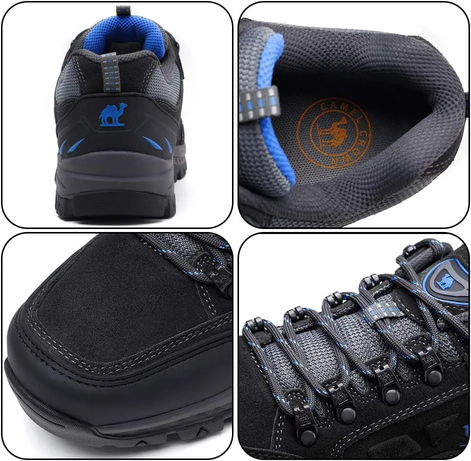 CAMEL CROWN Mens Hiking Shoes Breathable Non-Slip Sneakers Leather Low Cut Boots for Outdoor Trailing Trekking Walking