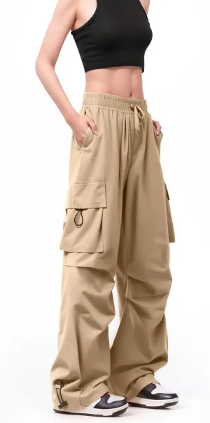 Cargo Pants Women Baggy High Waisted Parachute Pants with Pockets Wide Leg Y2K Casual Pants for Women