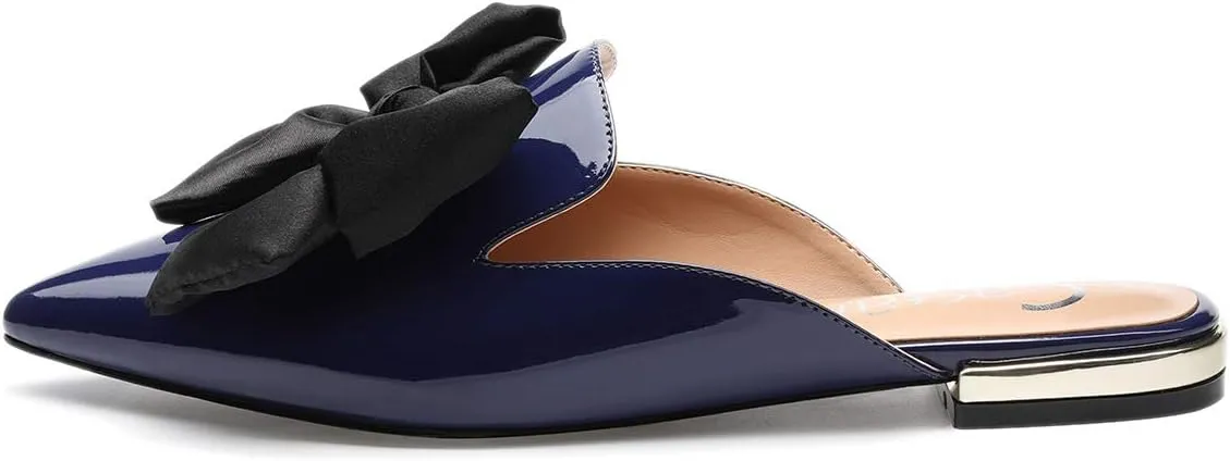 Castamere Womens Pointed Toe Bow-Knot Mules Slip On Velvet Slippers Casual Comfortable Flats