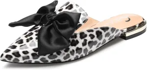 Castamere Womens Pointed Toe Bow-Knot Mules Slip On Velvet Slippers Casual Comfortable Flats