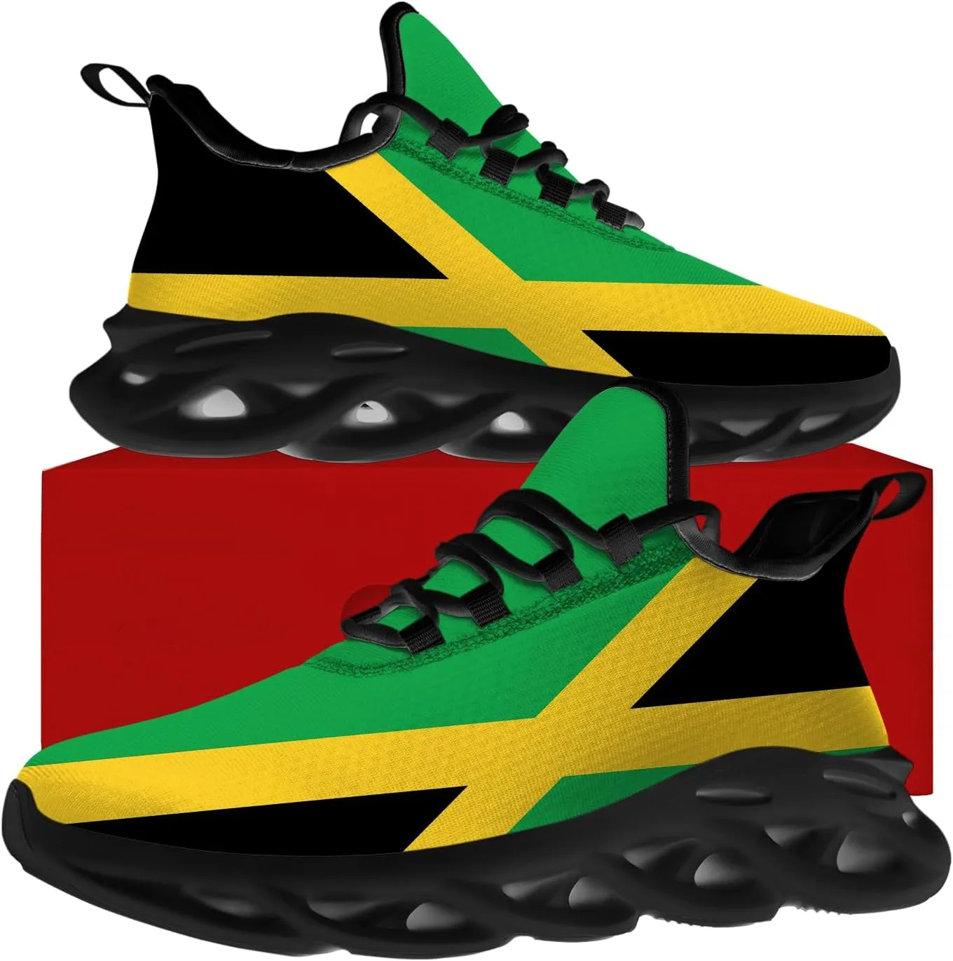 Ciadoon Jamaica Shoes for Women Men Road Running Walking Tennis Breathable Lightweight Sneakers Gifts for Men Women