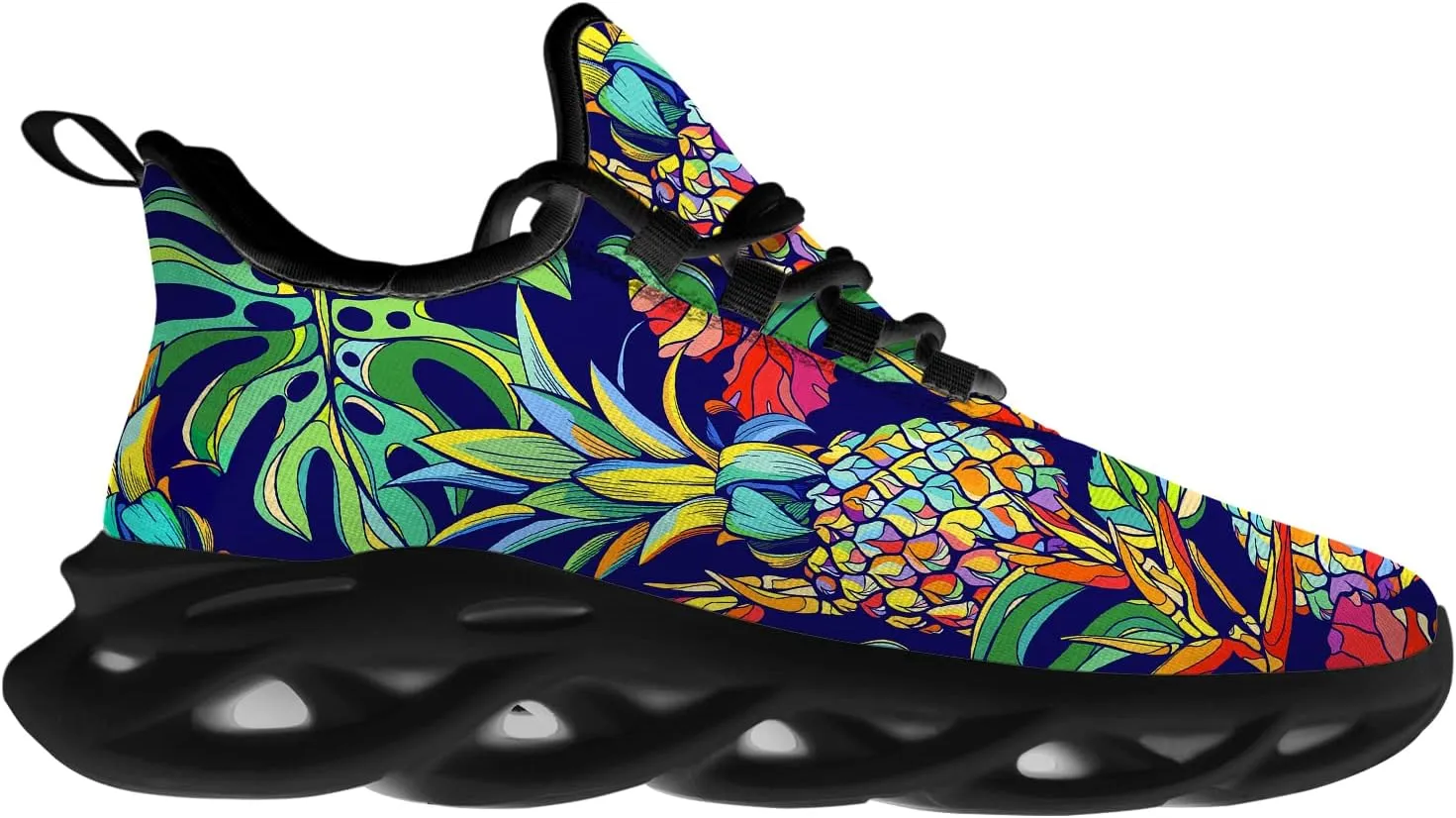 Ciadoon Pineapple Shoes for Women Men Road Running Athletic Walking Tennis Lightweight Sneakers Summer Tropical Shoes Gifts for Him Her