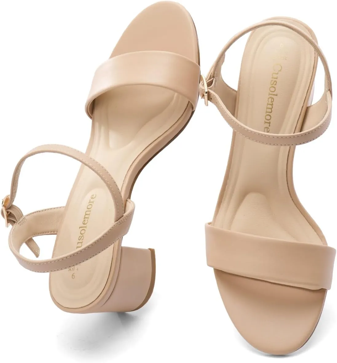 Classic Block Heel Sandals for Women, Comfortable Open Toe Low Chunky Heels [Size Runs Small, 1 Size Up]