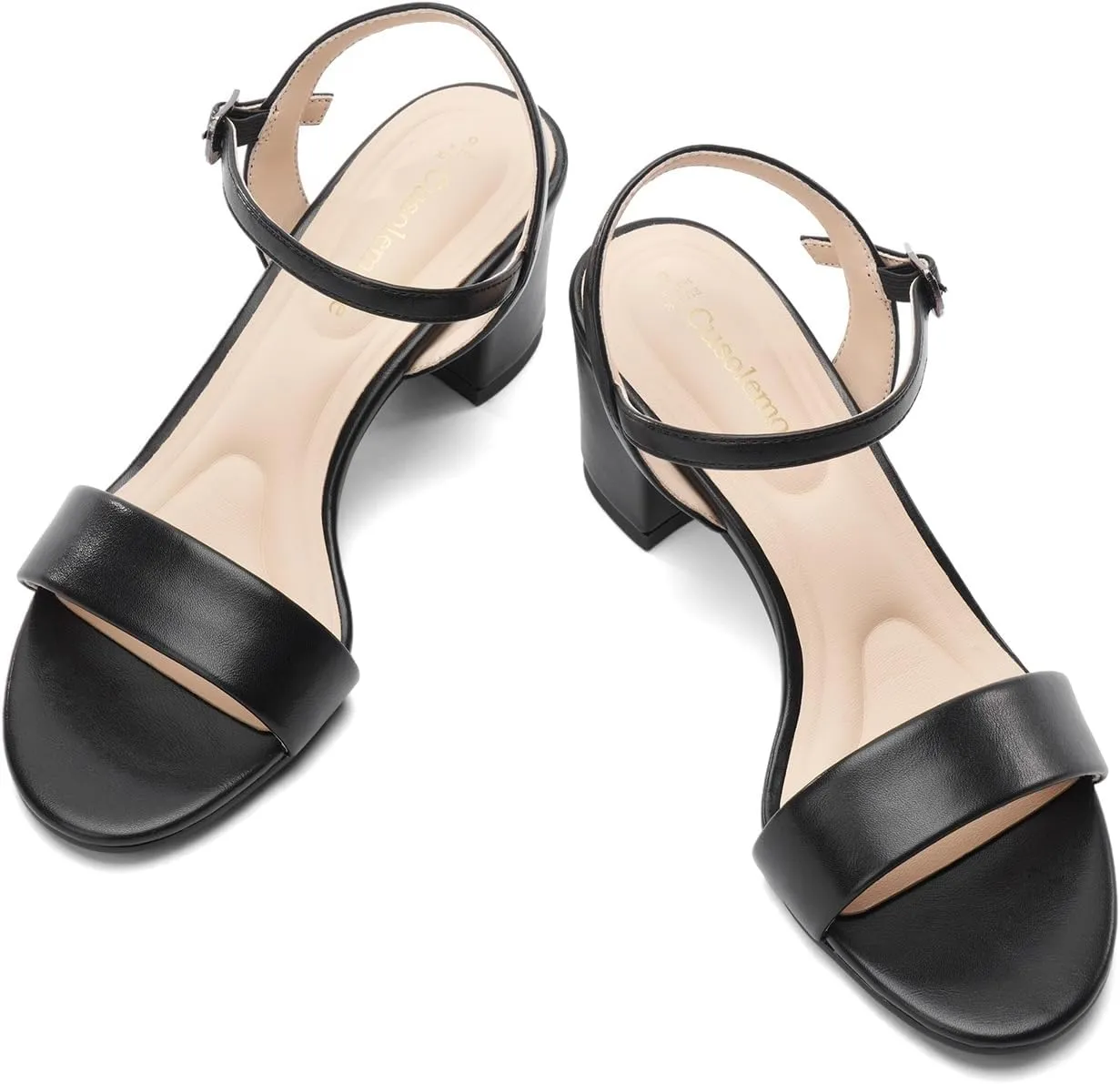 Classic Block Heel Sandals for Women, Comfortable Open Toe Low Chunky Heels [Size Runs Small, 1 Size Up]