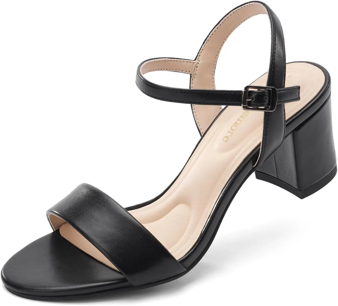 Classic Block Heel Sandals for Women, Comfortable Open Toe Low Chunky Heels [Size Runs Small, 1 Size Up]