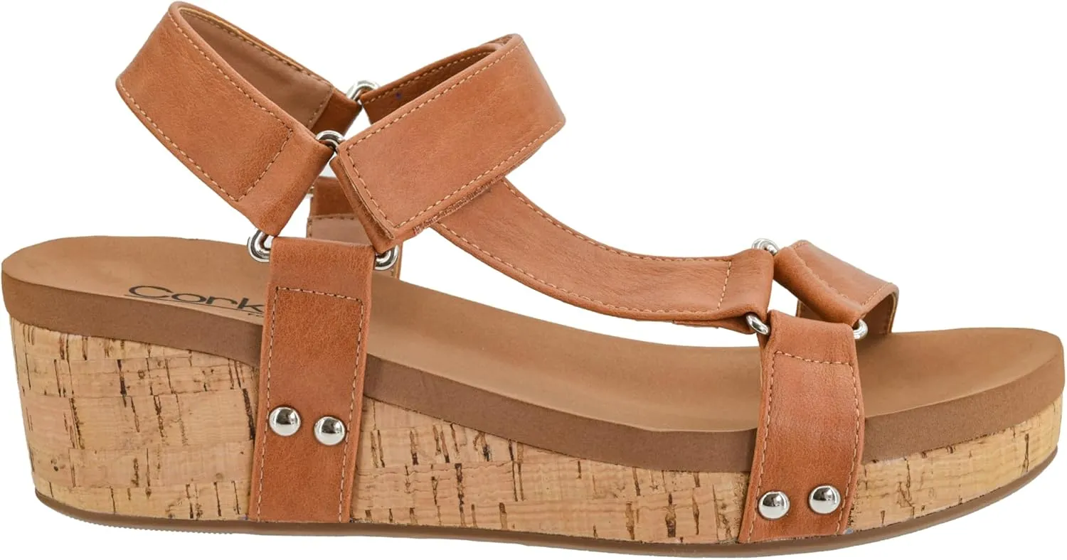 Corkys Footwear Women's Dont Tempt Me Strappy 2-Inch Wedge - Featuring Adjustable Comfort Straps, Soft Plush Cushioned Soles for Blissful Steps and All Day Wear