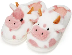 Cozy Cow Slippers for Women Men Indoor Outdoor Slippers Soft Winter Fuzzy House Slides Cute Animal Shoes Plush Sandals 2024