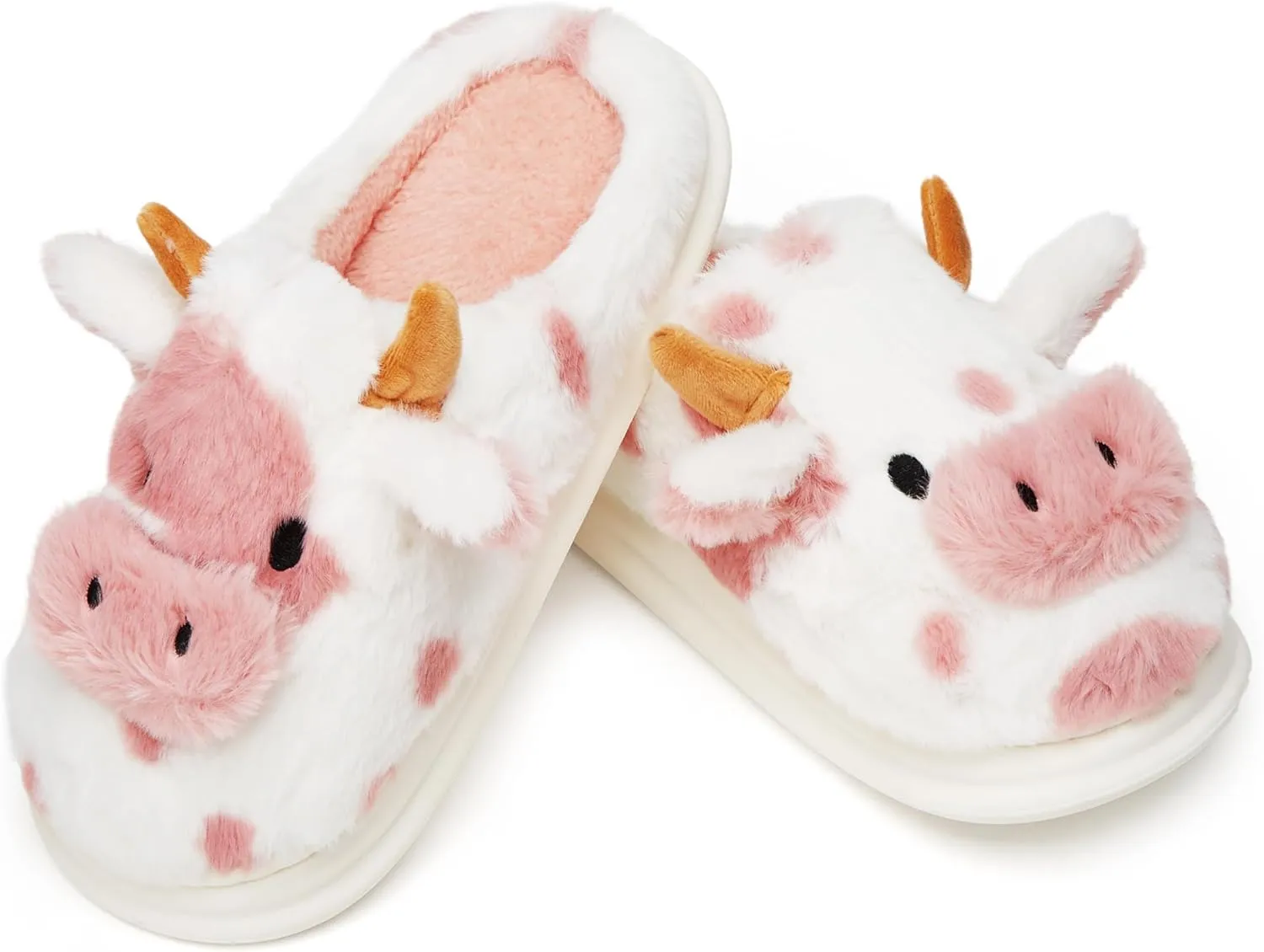 Cozy Cow Slippers for Women Men Indoor Outdoor Slippers Soft Winter Fuzzy House Slides Cute Animal Shoes Plush Sandals 2024