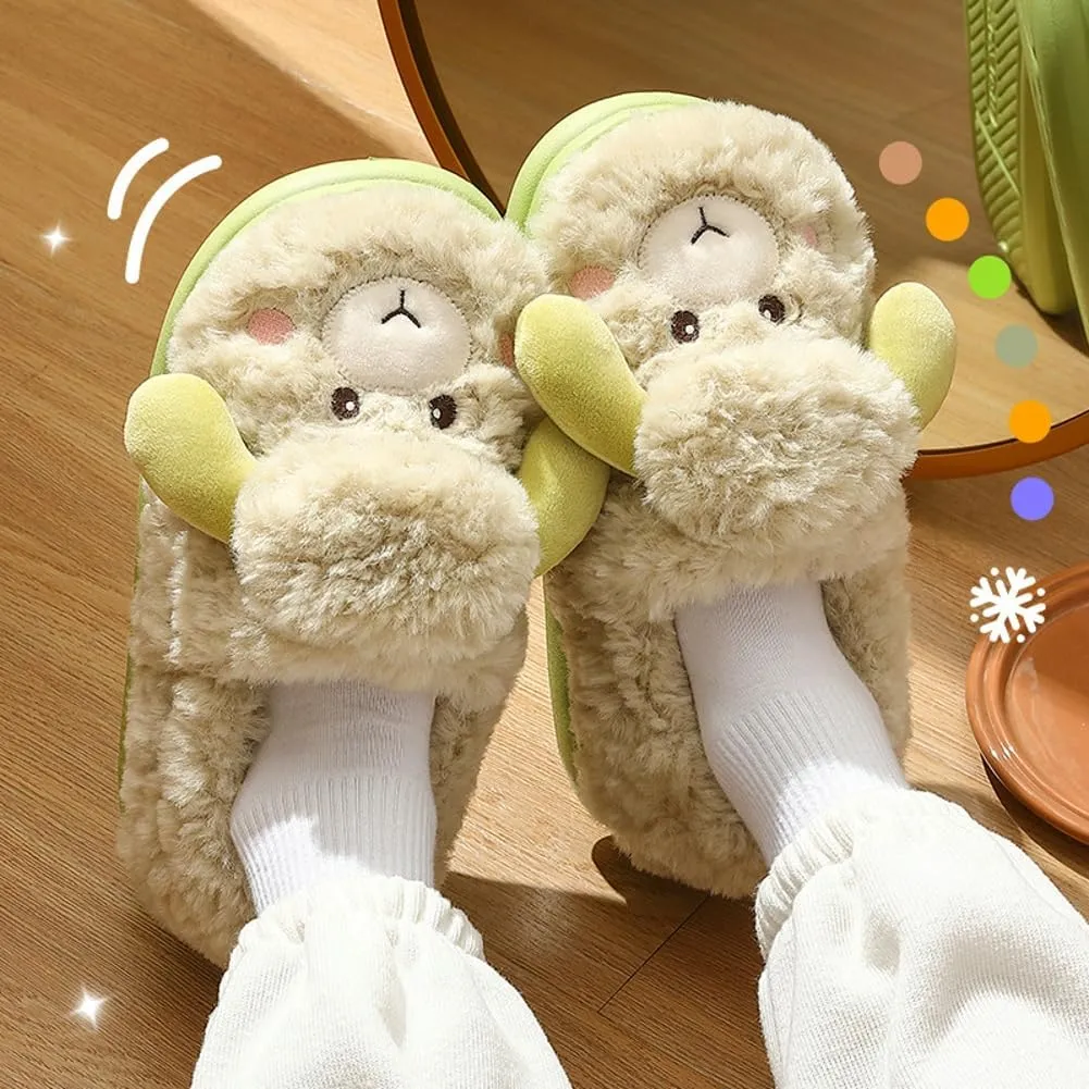 Cozy Sheep Slippers for Women Men Cover Heel Indoor Outdoor Slippers Winter Fuzzy House Slides Cute Animal Shoes Sandals