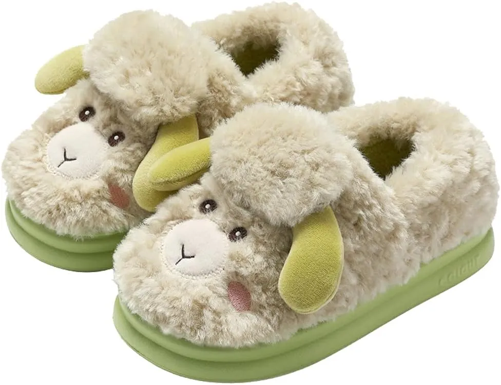 Cozy Sheep Slippers for Women Men Cover Heel Indoor Outdoor Slippers Winter Fuzzy House Slides Cute Animal Shoes Sandals