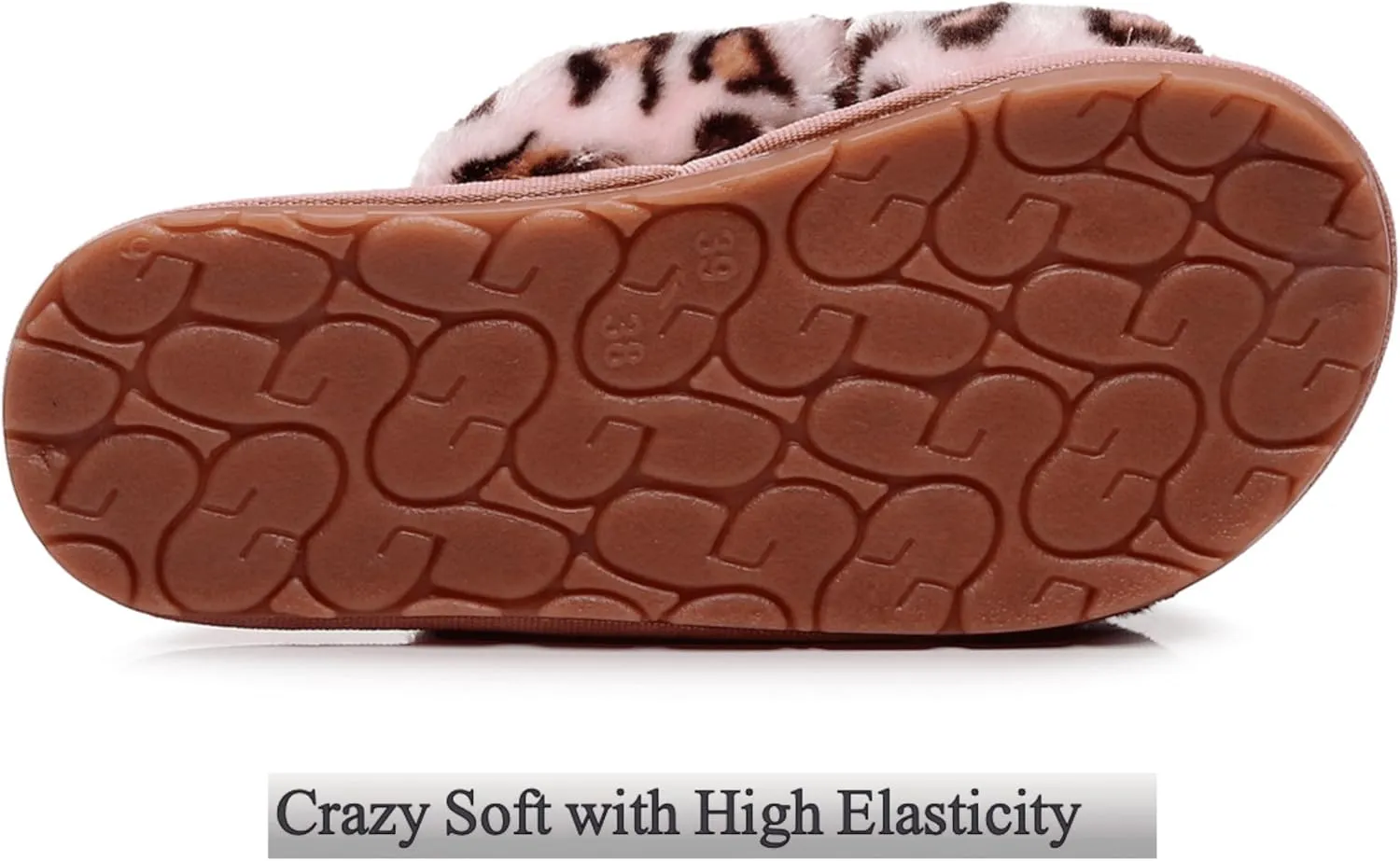 Crazy Lady Women's Fuzzy Fluffy House Slippers Cute Plush Memory Foam Shoes Cross Band Indoor Outdoor Open Toe Sandals