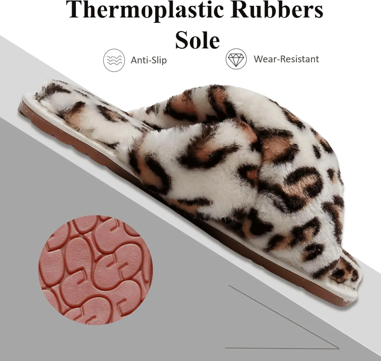 Crazy Lady Women's Fuzzy Fluffy House Slippers Cute Plush Memory Foam Shoes Cross Band Indoor Outdoor Open Toe Sandals