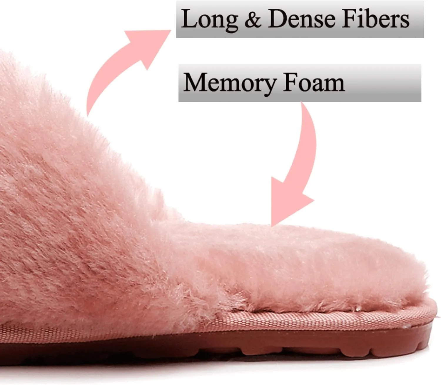 Crazy Lady Women's Fuzzy Fluffy House Slippers Cute Plush Memory Foam Shoes Cross Band Indoor Outdoor Open Toe Sandals