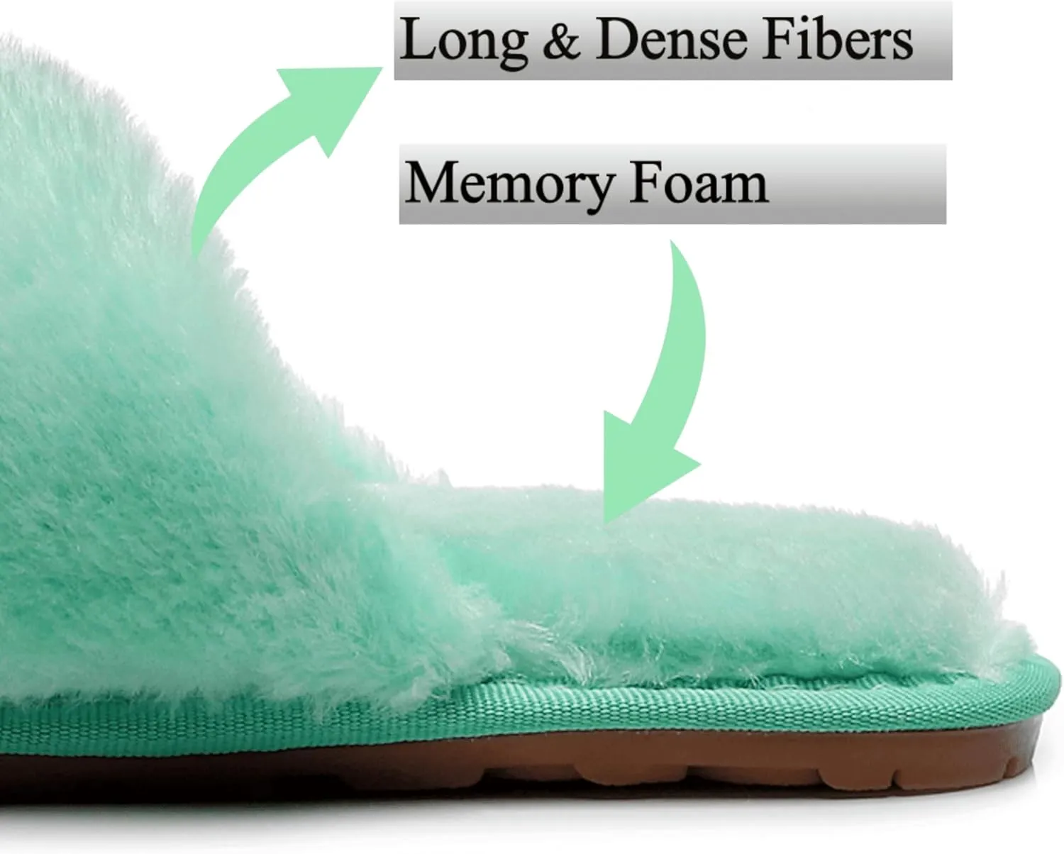 Crazy Lady Women's Fuzzy Fluffy House Slippers Cute Plush Memory Foam Shoes Cross Band Indoor Outdoor Open Toe Sandals