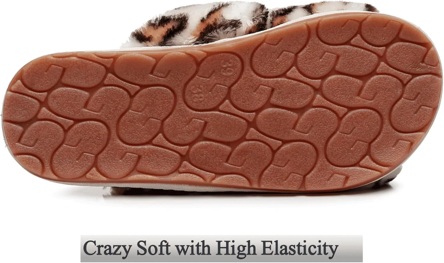 Crazy Lady Women's Fuzzy Fluffy House Slippers Cute Plush Memory Foam Shoes Cross Band Indoor Outdoor Open Toe Sandals