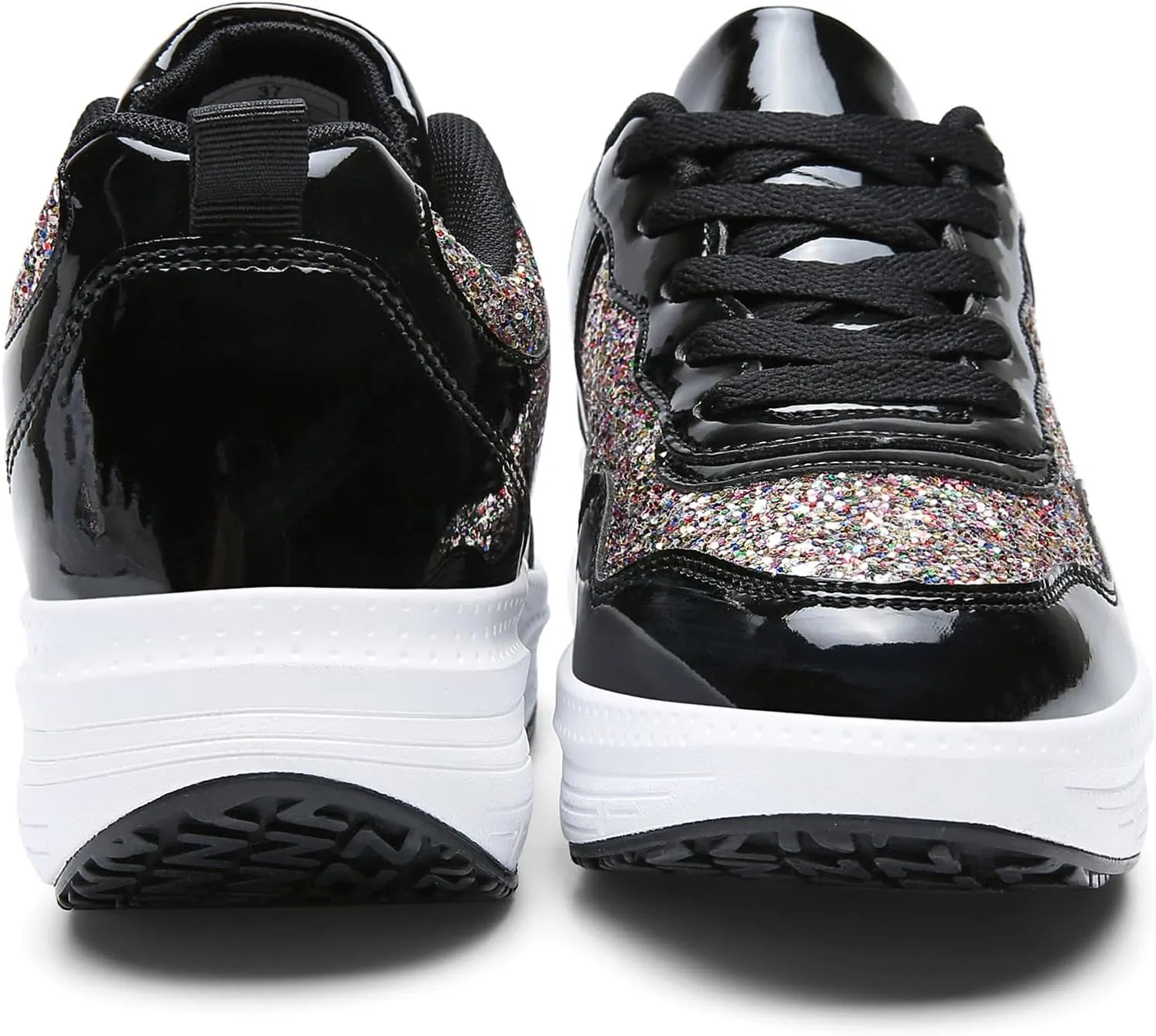 DADAWEN Women's Glitter Platform Wedge Athletic Tennis Walking Shoes Sparkly Sequin Lightweight Non Slip Casual Comfort Fashion Sneakers (Size:US5-US12)