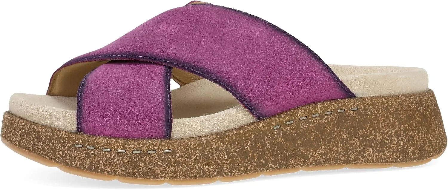 Dansko Bridget Platform Slide Sandal for Women - Memory Foam and Suede Wrapped Footbed for an Extra Plush Comfort and Support