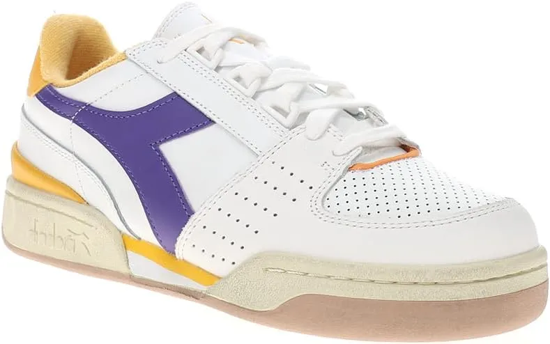 Diadora Mens Davis Leather Lace Up Sneakers Shoes Casual - White