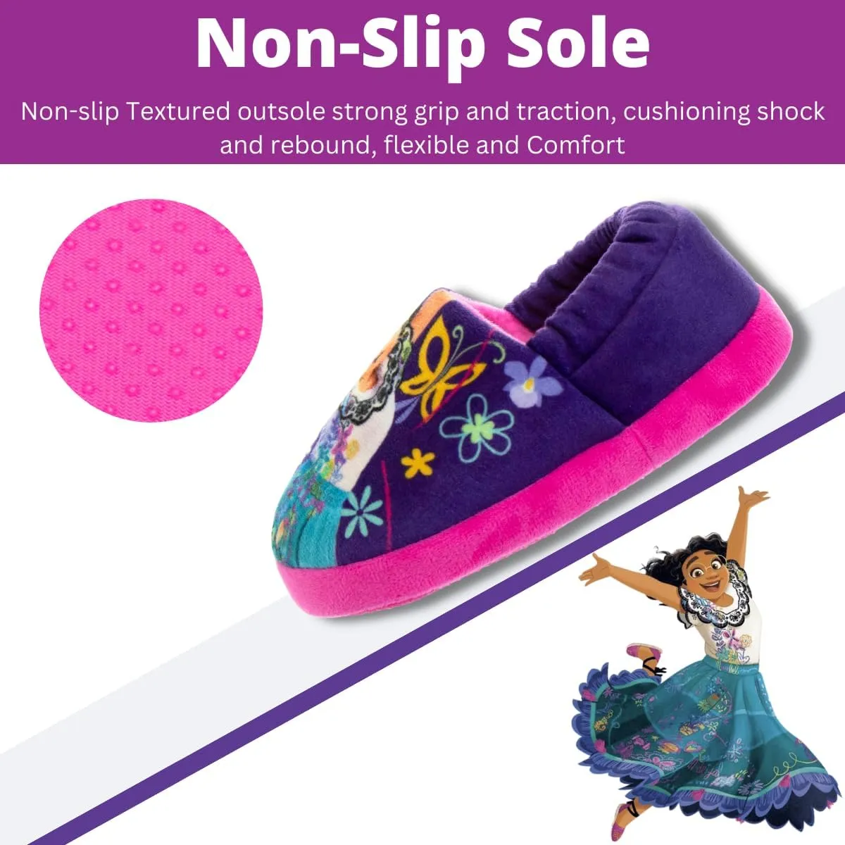 Disney Princesses Encanto Little Mermaid Slippers for Girls - Kids House Shoes Soft Plush Warm Comfy Sandals (Toddler sizes 5-10 / Little Kid sizes 11-12)
