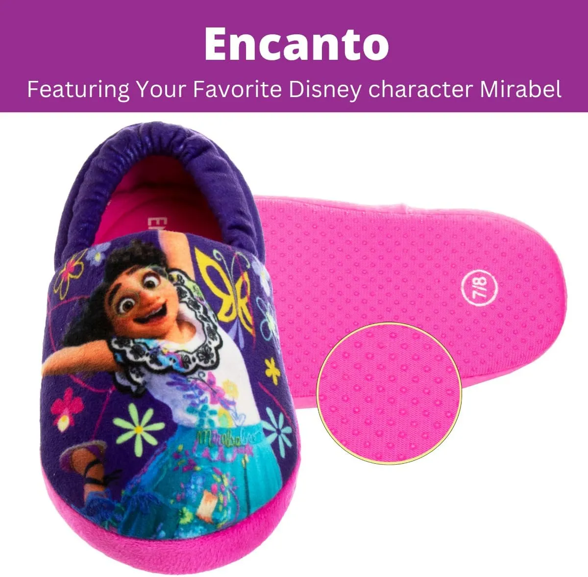 Disney Princesses Encanto Little Mermaid Slippers for Girls - Kids House Shoes Soft Plush Warm Comfy Sandals (Toddler sizes 5-10 / Little Kid sizes 11-12)